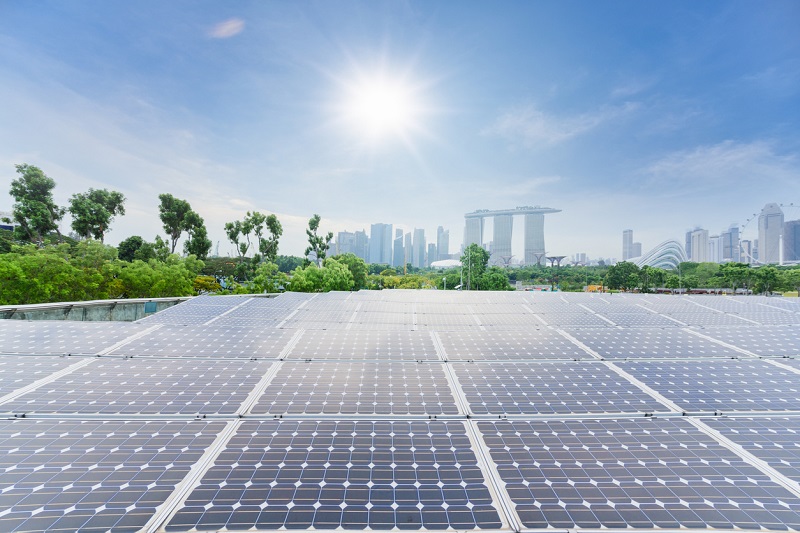 Stock image of solar panels in Singapore